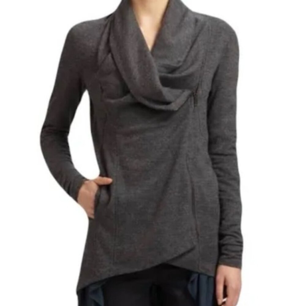 Helmut Lang Gray Draped Long Sleeve Jacket